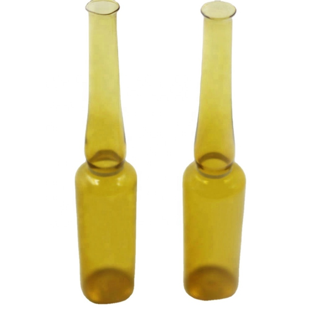 Tubular clear amber pharmacy open Ampoule bottle for injection medicine use