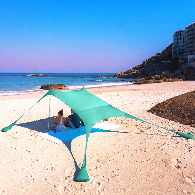 Sun Shelter Shade Canopy Pop Aluminum Poles Up Portable Outdoors Beach Tent Umbrella for Beach