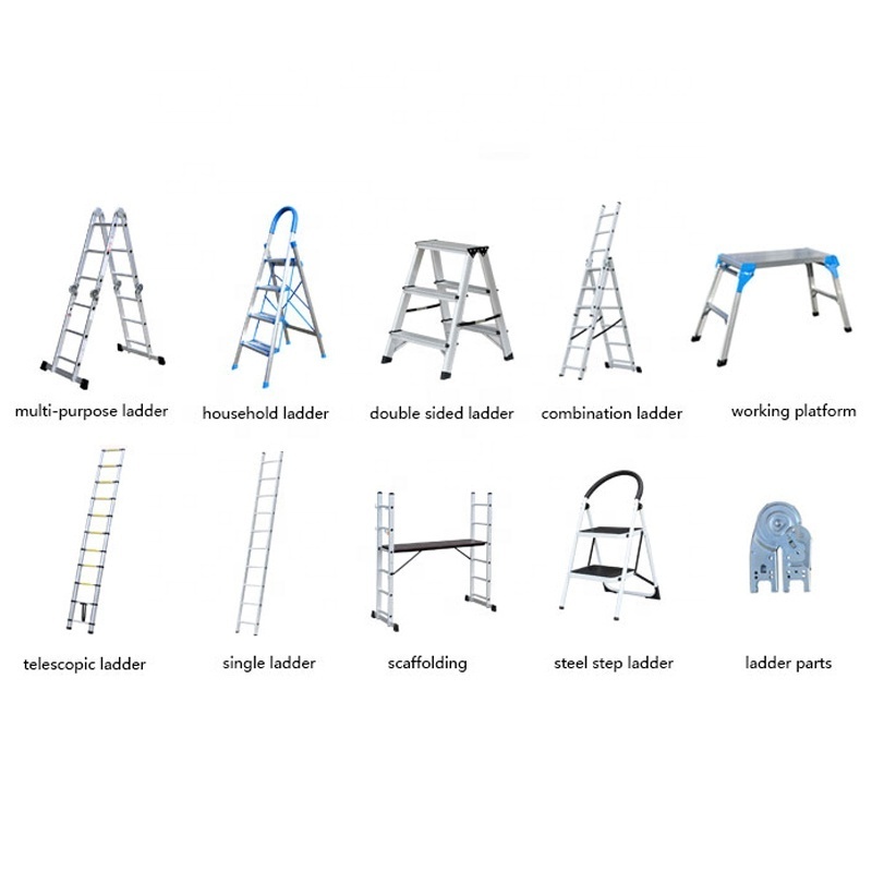 Customized Product Silver White Aluminum Ladder 4-9 Step Folding Ladder for sale