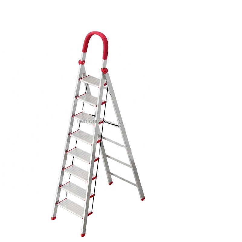 Customized Product Silver White Aluminum Ladder 4-9 Step Folding Ladder for sale