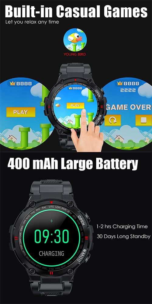 Amazon Hot Selling K22 Smartwatch Touch Screen OEM ODM Sport Call Wristband K22 Realtek 400mAh Large Battery Smart Watch