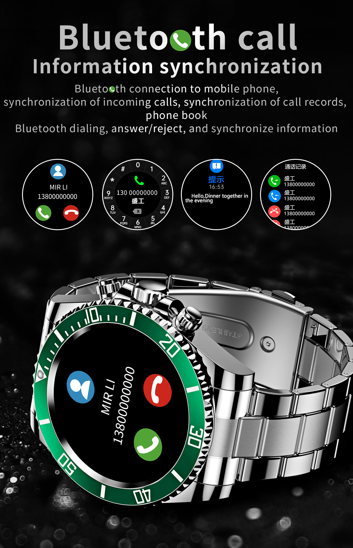 Hot Men Hebrew Smart Watch AW12 Stainless Steel Mul-function IP68 Waterproof BTH 5.0 Wristwatches Factory Wholesales New Top Ban