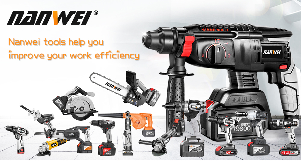 Nanwei Brushless Power Tool Set 21V 4pcs In 1 Set Li-ion Battery Cordless Drill Hammer Wrench Grinder Cordless Tool Set