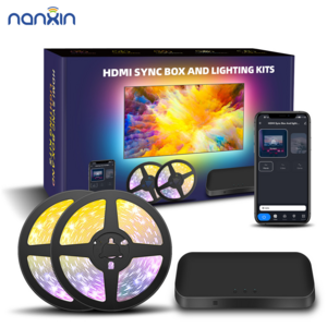 Nanxin App Control HDMI 2.0 Sync Box with TV LED Backlight Kit Immersion Ambient Lighting Strips for 45-65 Inch TV