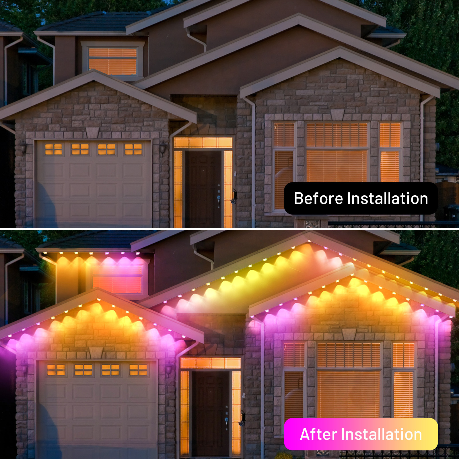 Outdoor Led Holiday Smart App Control rgbic Christmas RF433 Remote Control Led Permanent outdoor lights for the home