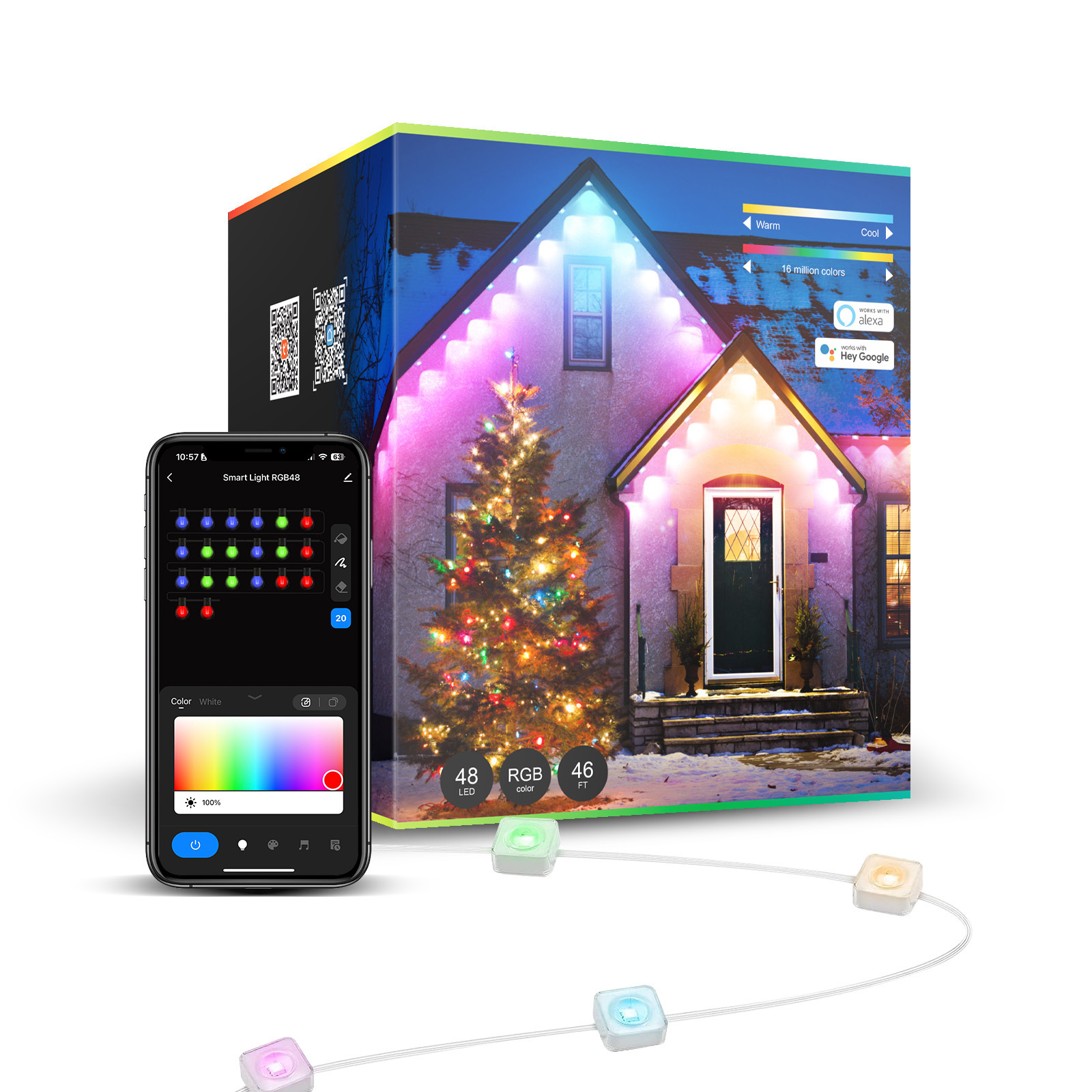 Outdoor Led Holiday Smart App Control rgbic Christmas RF433 Remote Control Led Permanent outdoor lights for the home