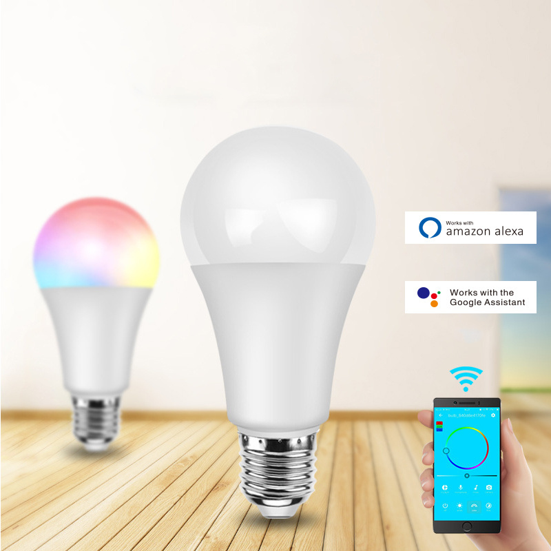 Factory supply Newest Energy Saving  smart led bulb RGB+WHITE light bulb led smart charge e27 APP remote control wifi led bulb