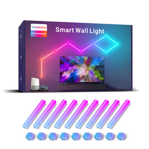 High Quality 9pcs Smart APP Control Diy Design Various Functions Rgbic Diy Smart Dream Color Led Light Bar Glide Wall Light