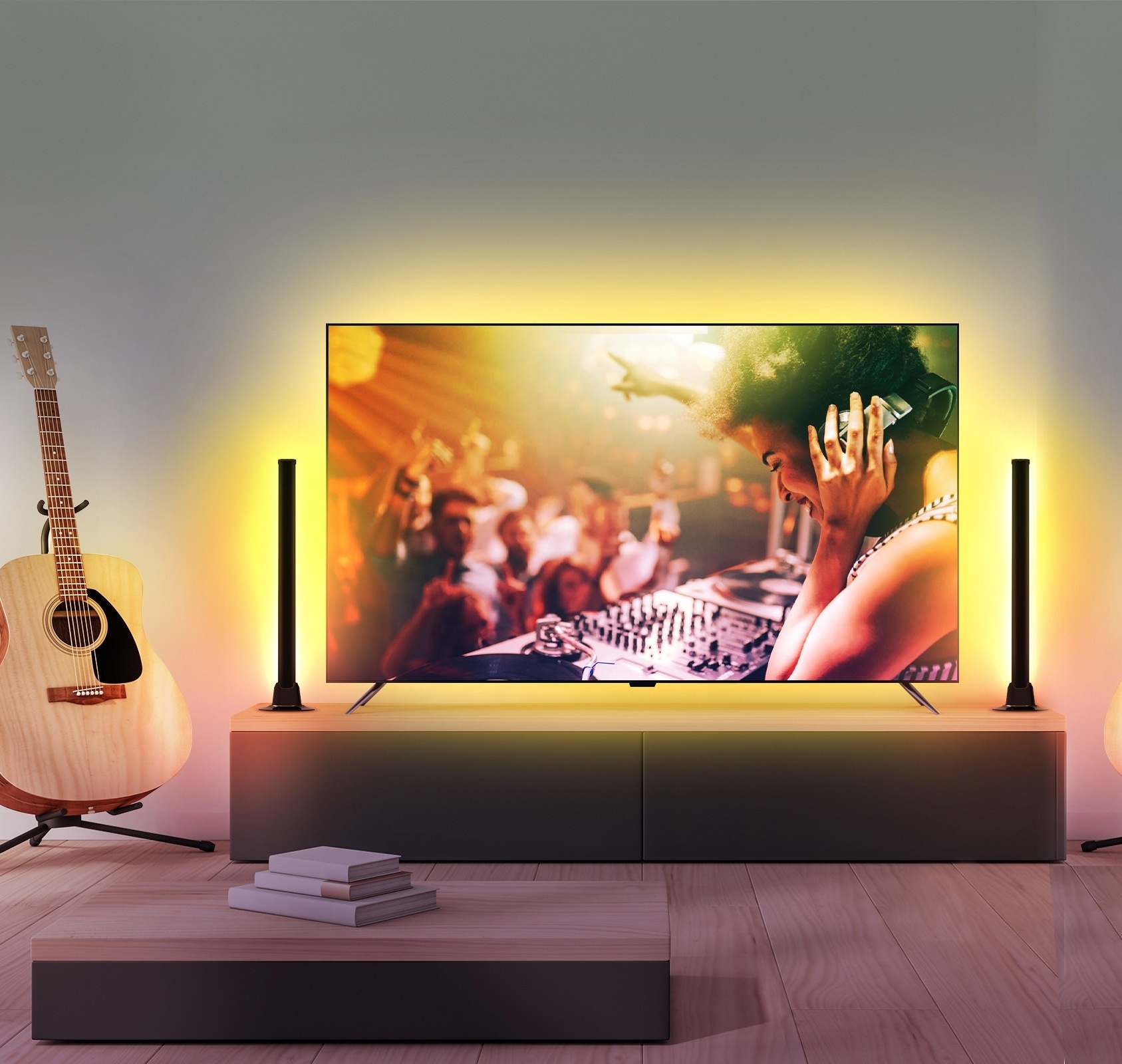 WIFI Rgbic Ambient immersion music TV LED Backlights with Camera with smart led light bars APP control  Alexa and Google home