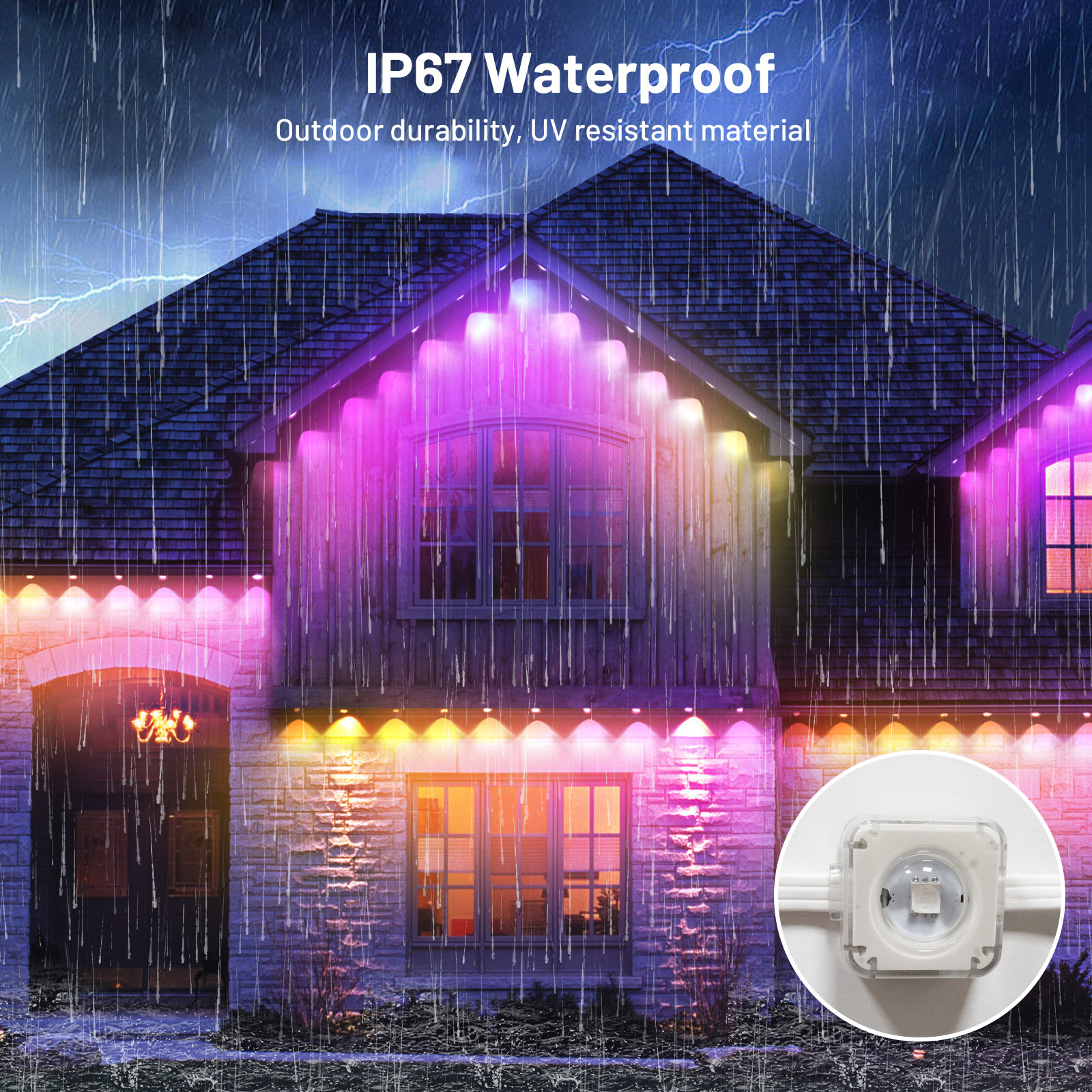 Outdoor Led Holiday Smart App Control rgbic Christmas RF433 Remote Control Led Permanent outdoor lights for the home