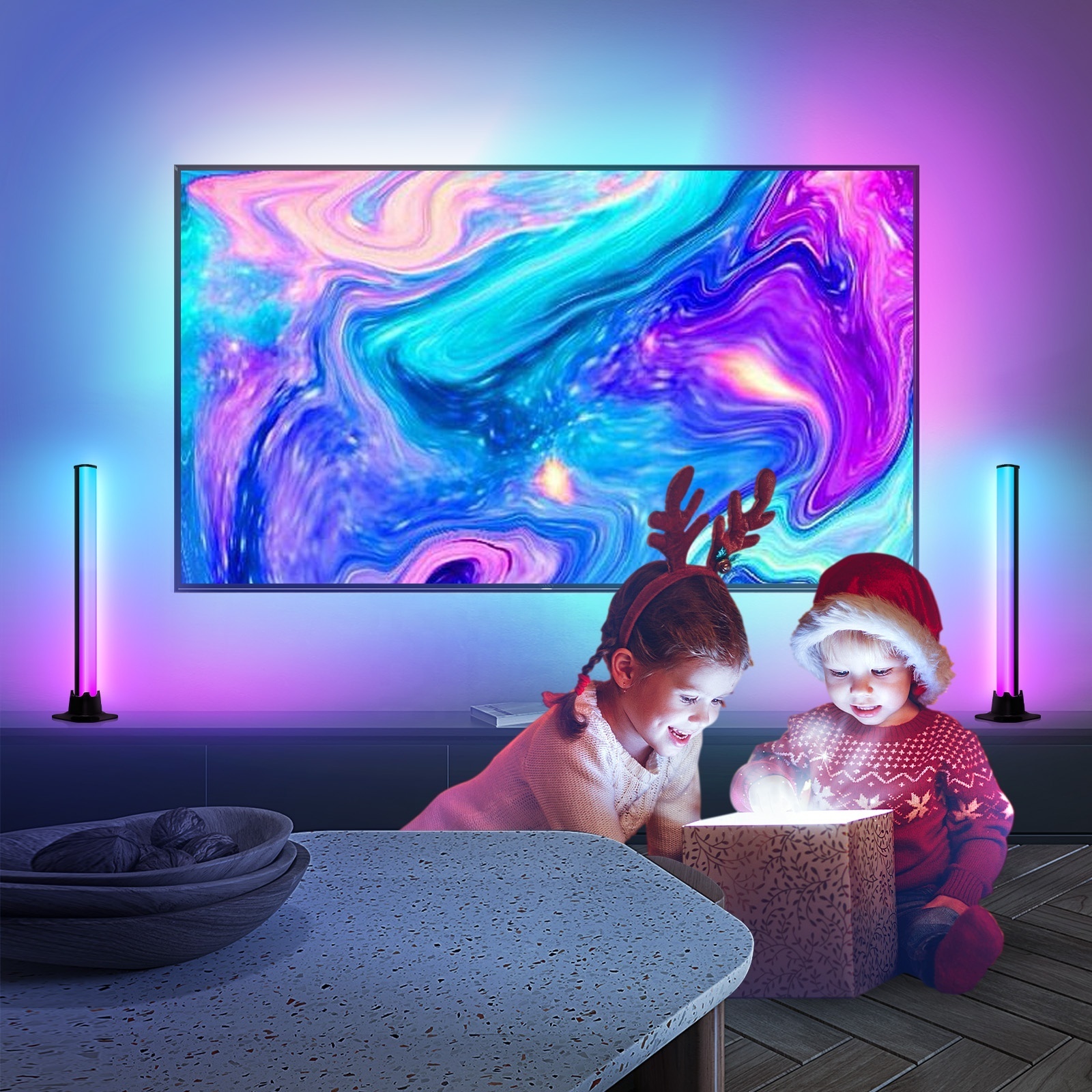 WIFI Rgbic Ambient immersion music TV LED Backlights with Camera with smart led light bars APP control  Alexa and Google home