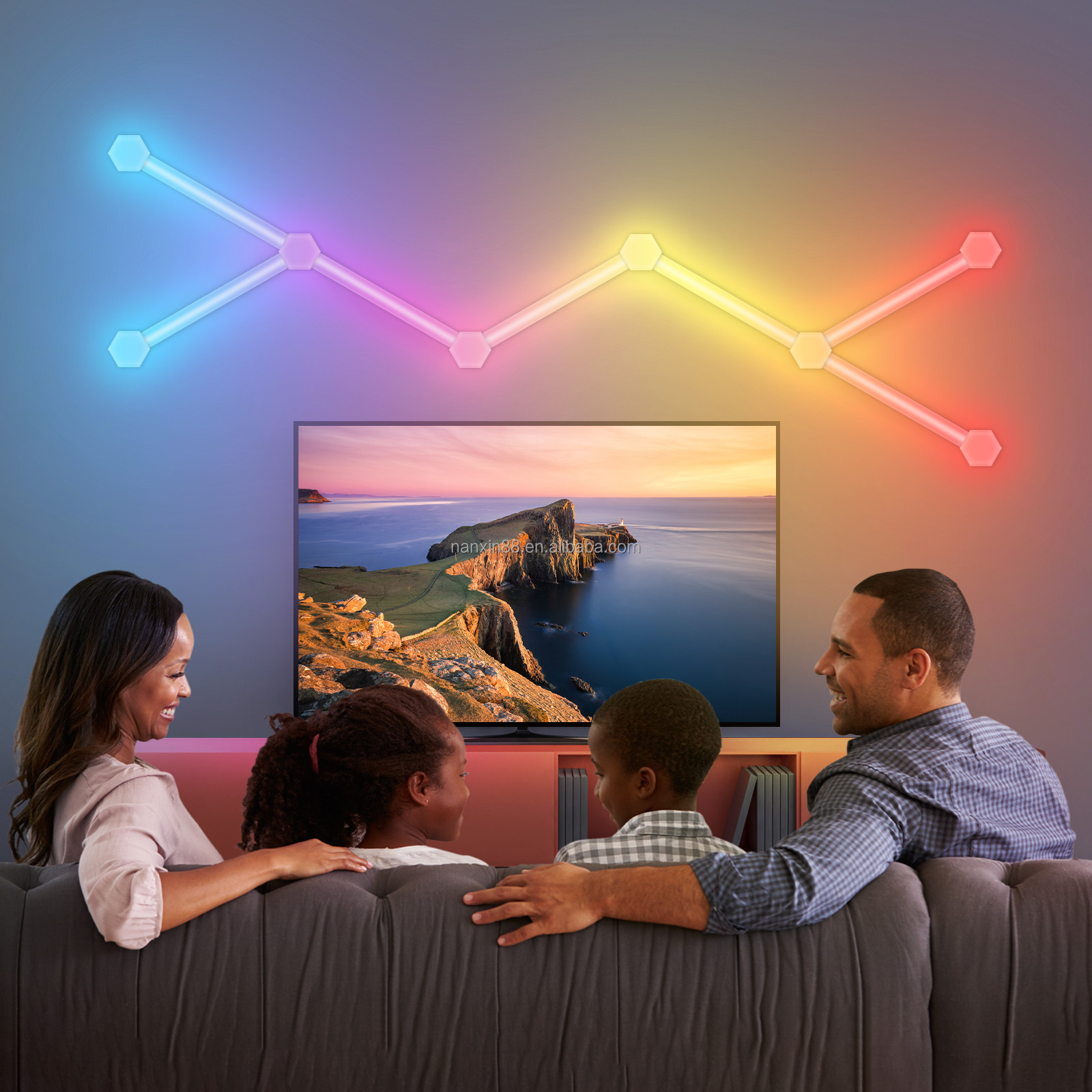 High Quality 9pcs Smart APP Control Diy Design Various Functions Rgbic Diy Smart Dream Color Led Light Bar Glide Wall Light