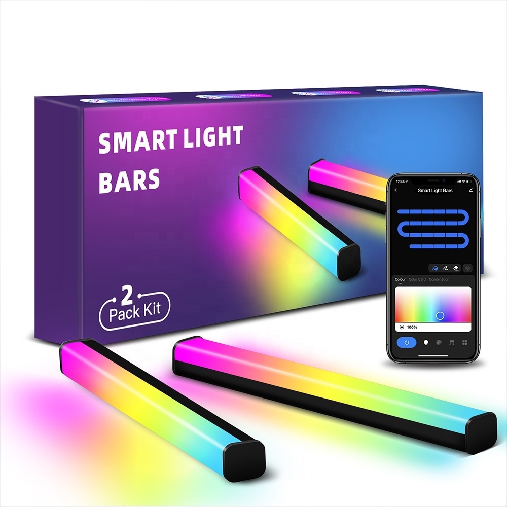 Wi-Fi Music Sync Desk Ambient Lighting Backlights Led RGB Smart Gaming Play Light Bars for TV PC Game Room