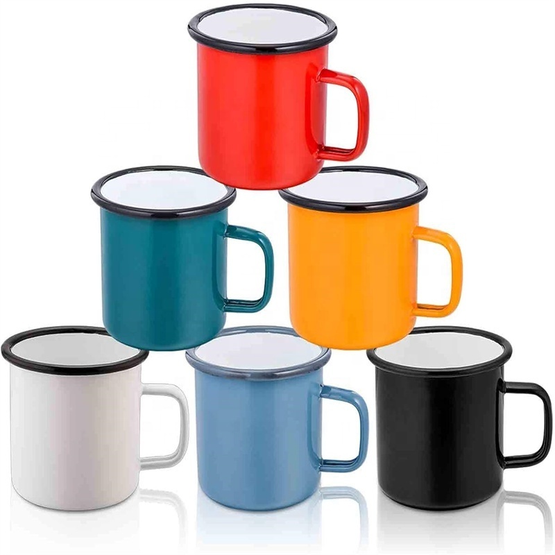 New style OEM support 500ml 350ml Metal Enamel Cup Wholesale Campfire Mugs Enamelware Cup for gifts