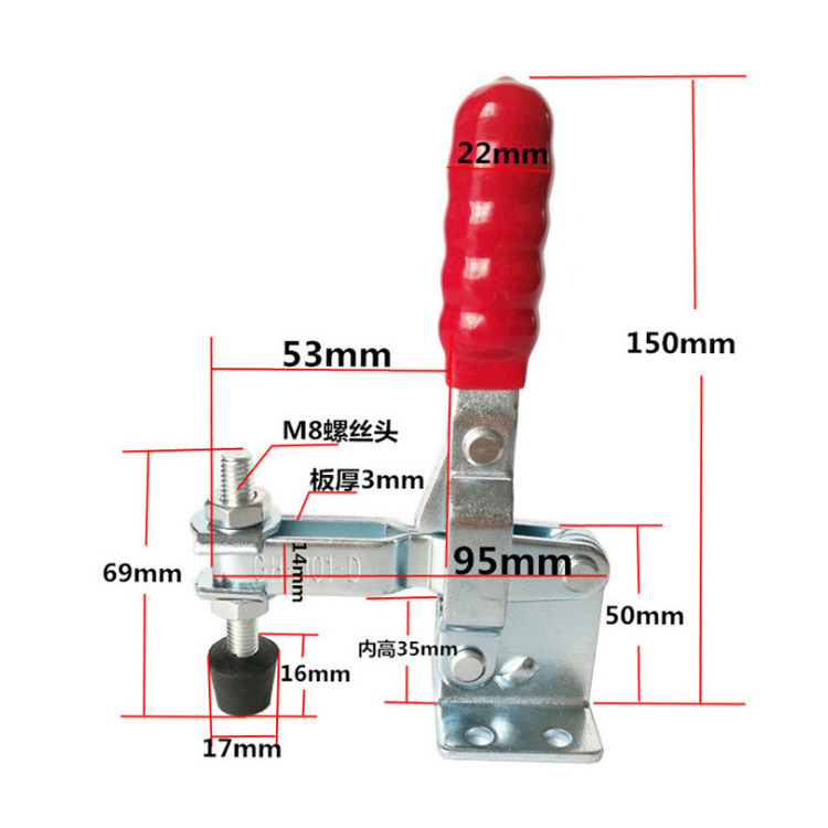 GH-101D Vertical Quick-Release Toggle Clamps Woodwork Horizontal Red Toggle Clamp Set Heavy Duty Tools Accessory