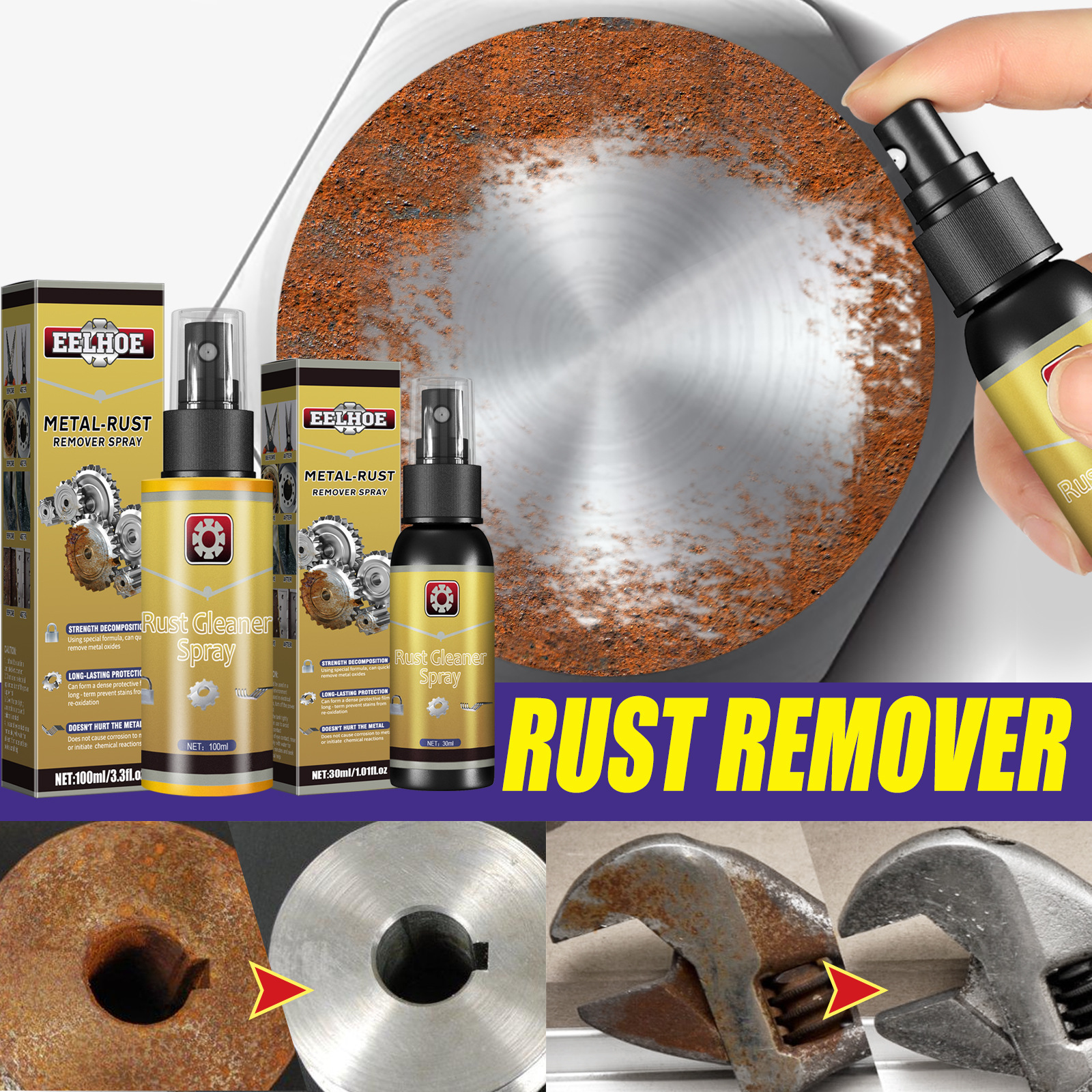 Private Label EELHOE Household Rust Remover Stainless Steel Rust  Removal Multifunctional Metal-rust Remover Spray