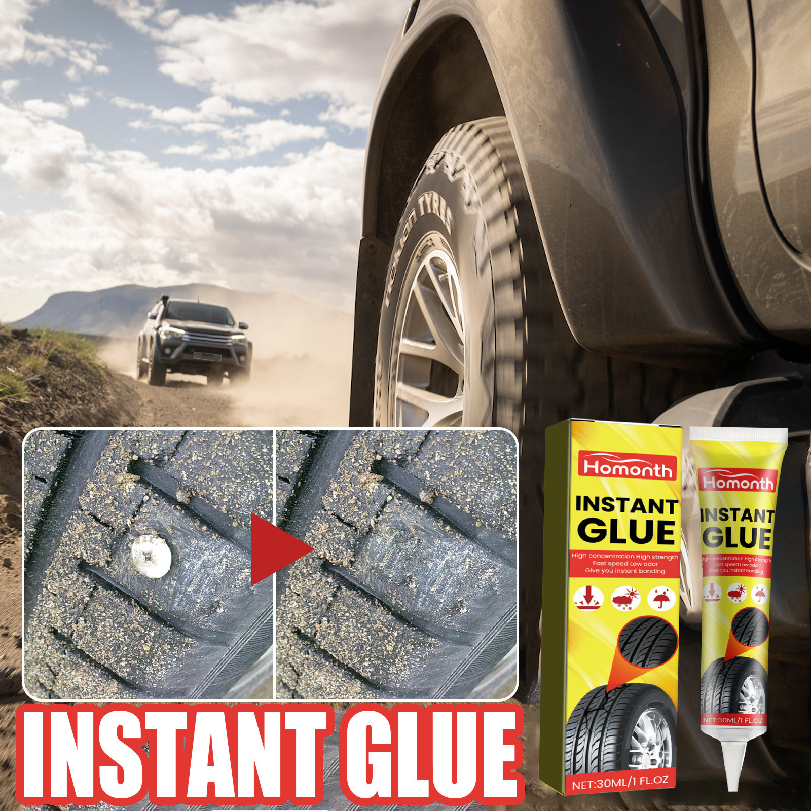 Wholesale Homonth Tire Repair Instant Glue Tyre Repair Adhesive All Purpose Sealant