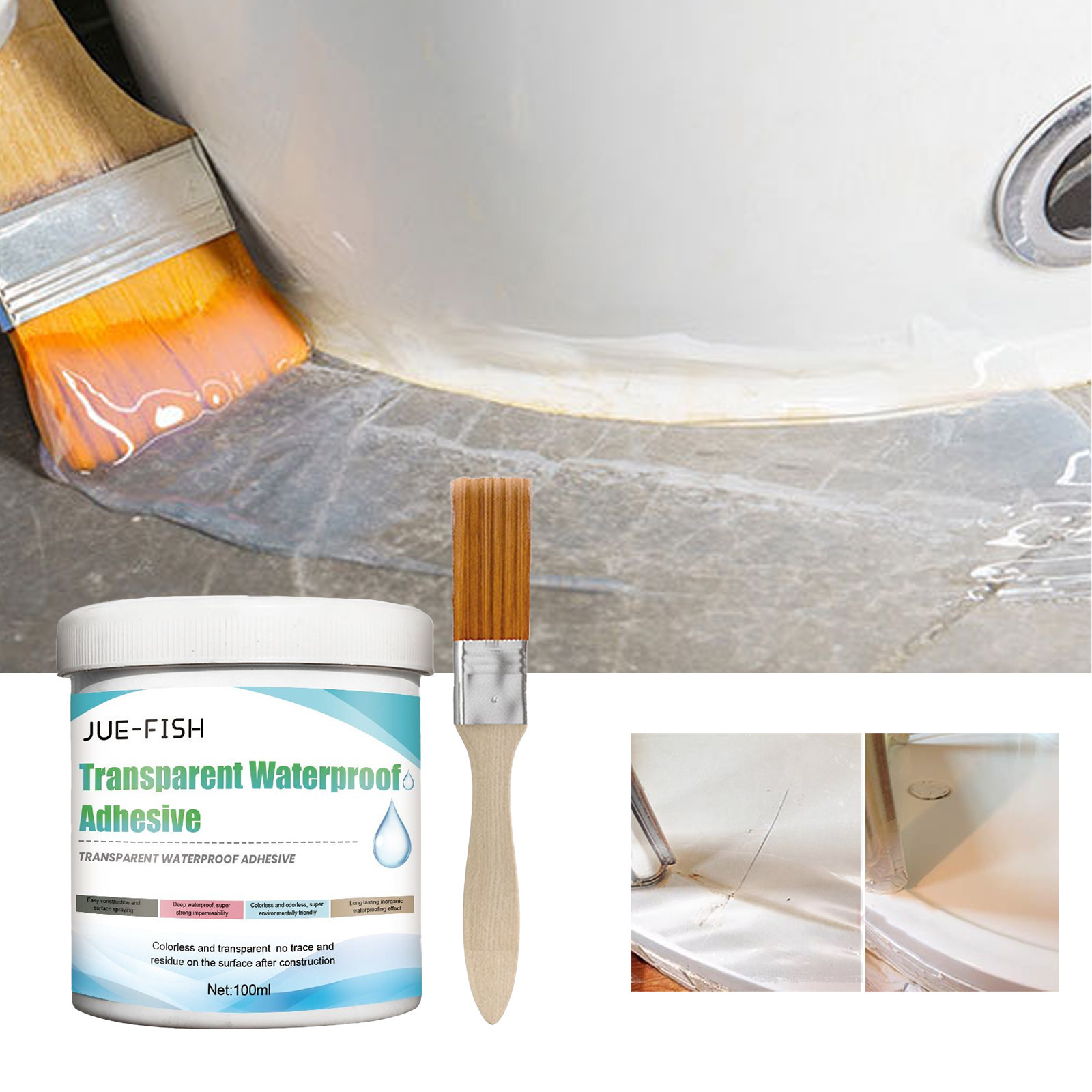 Wholesale Jue-Fish Wall Roof Pipe Leakage Sealant Transparent Waterproof Adhesive Waterproof Coating Clear Glue