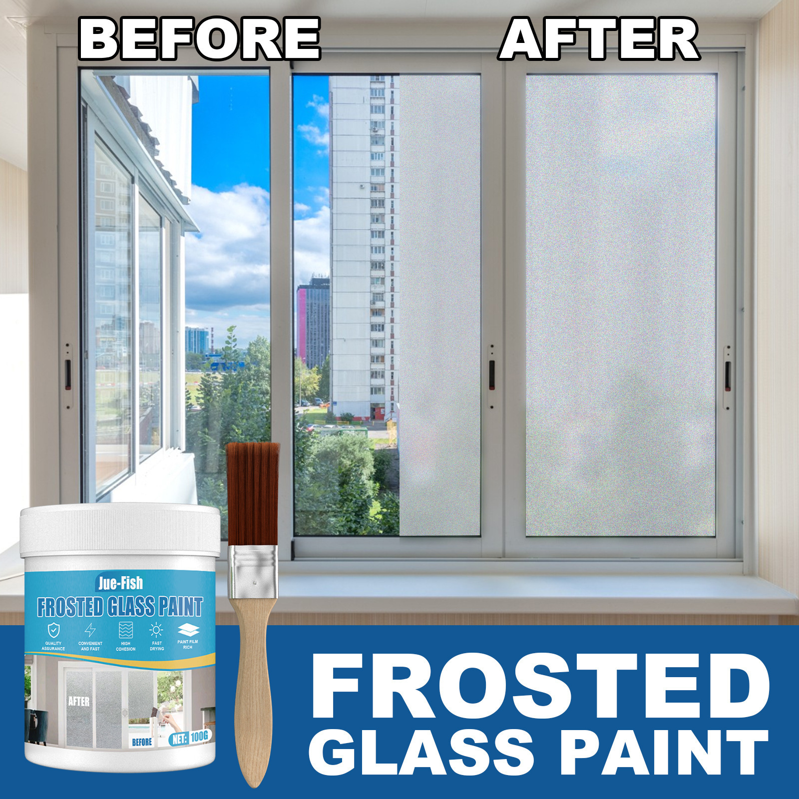 Hot selling Jue-Fish protective frosted glass paint door and window shading waterproof mist glass paint