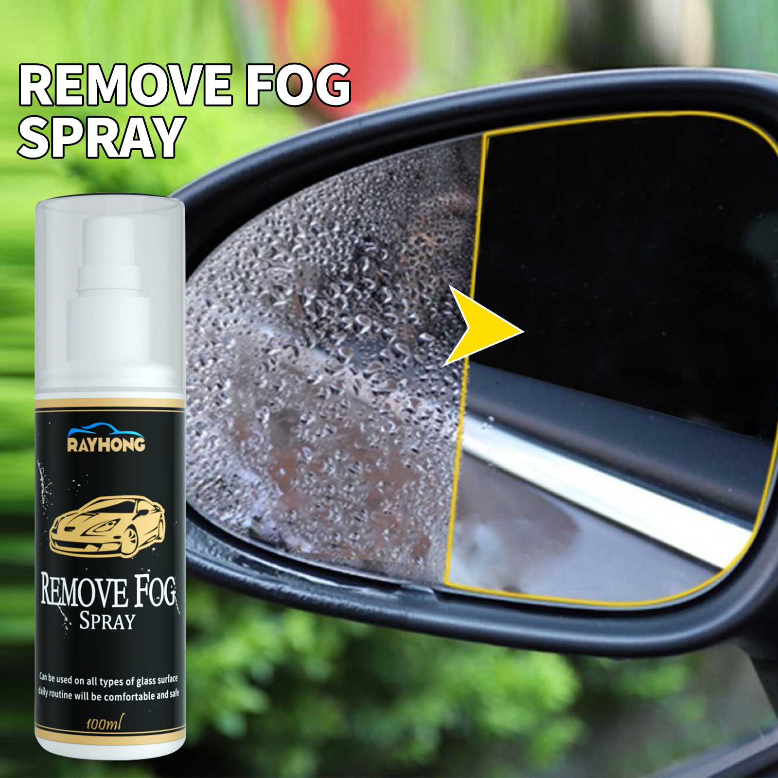 OEM&ODM Rayhong Remove Fog Spray Window Anti Fog Rainproof Agent Glass Decontamination Spray