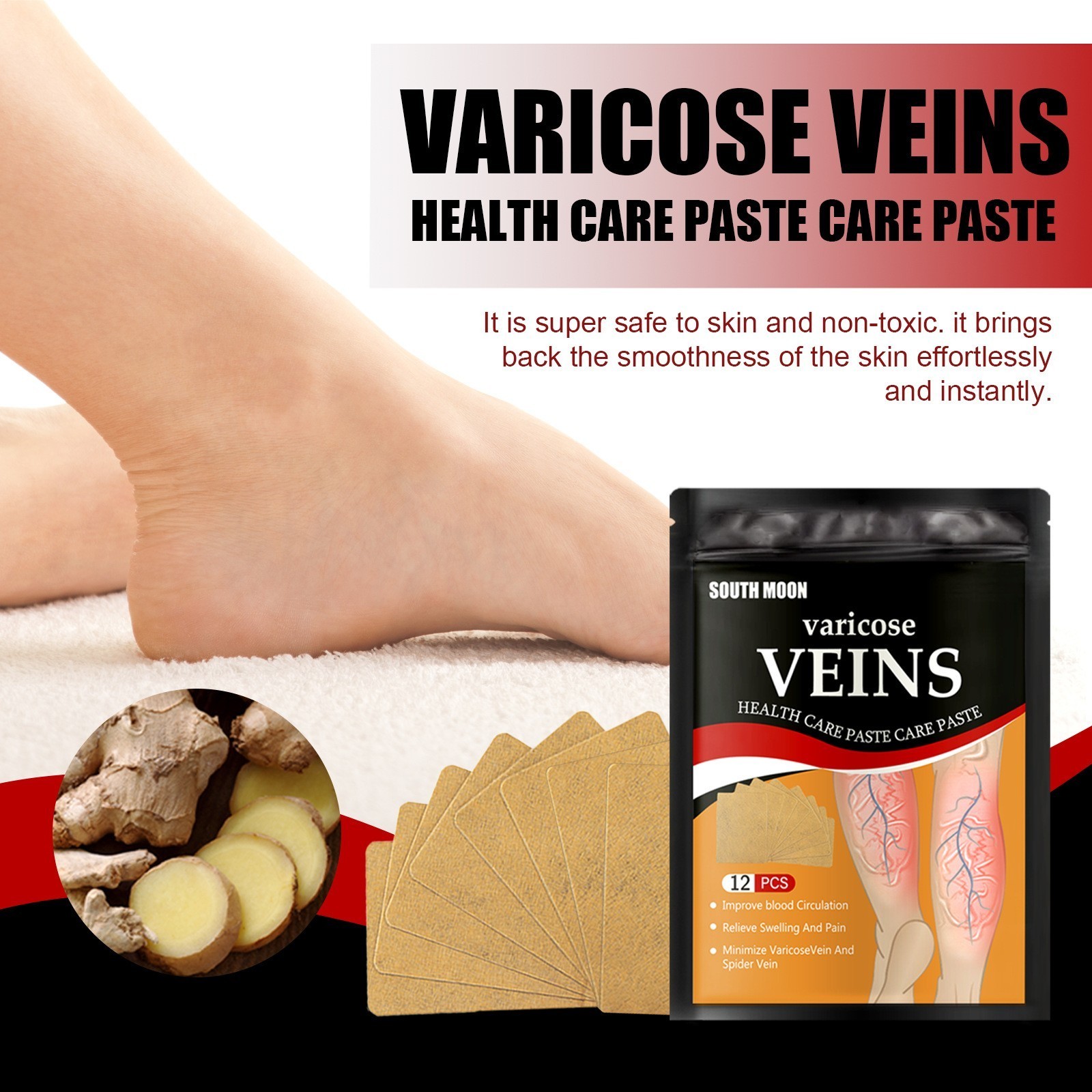 Best Selling 12pcs/Box Varicose Veins Treatment Patch Herbal Ingredients Body Care Varicose Veins Patch