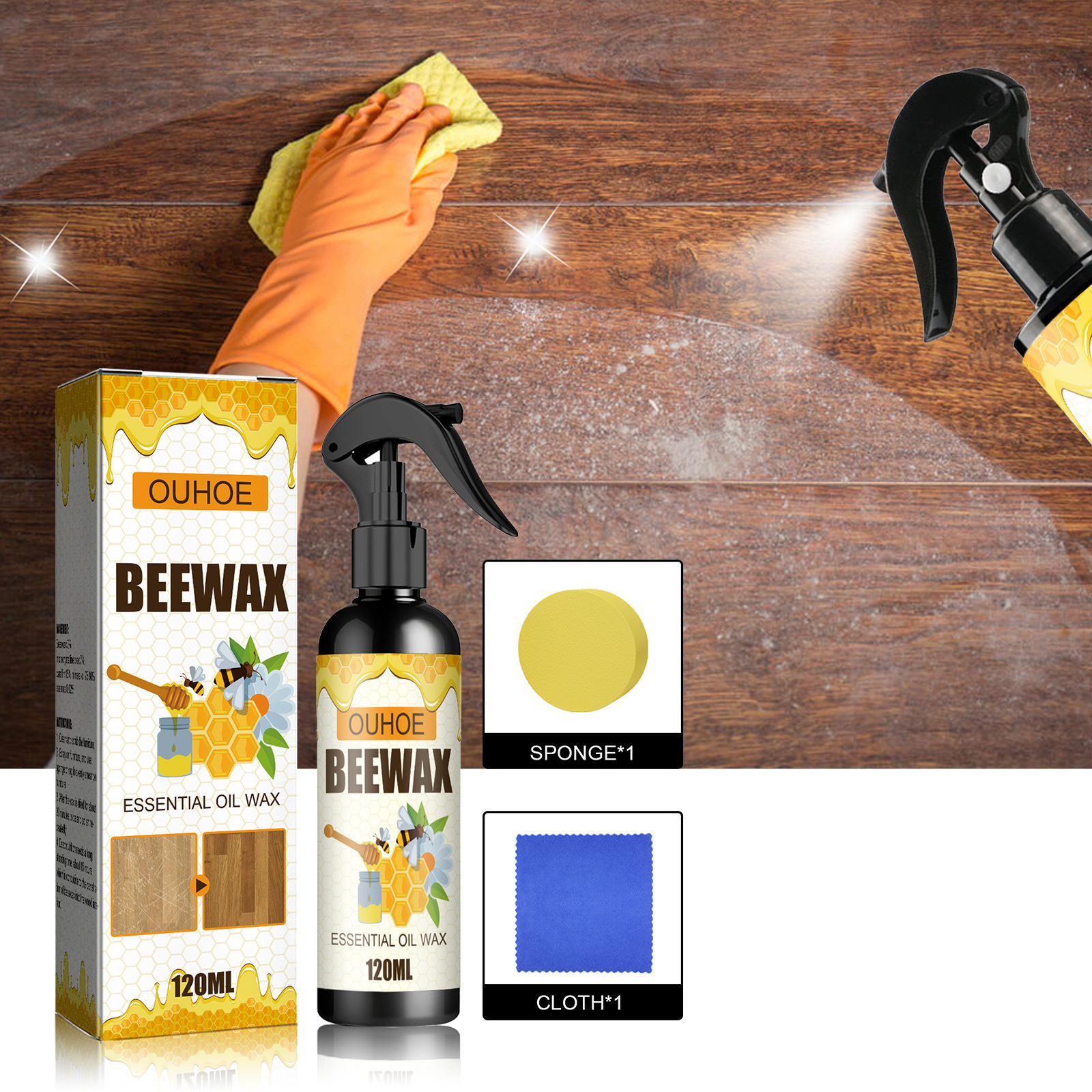 Popular OUHOE natural beewaxs essential oil wax furniture floor wood care polishing waterproof anti scratch refurbishment wax