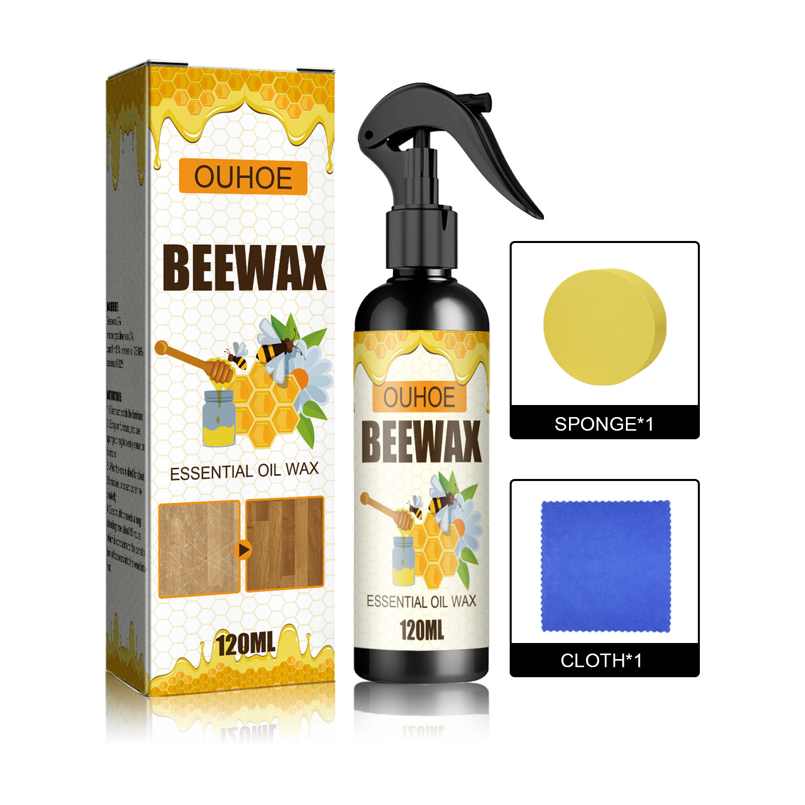 Popular OUHOE natural beewaxs essential oil wax furniture floor wood care polishing waterproof anti scratch refurbishment wax