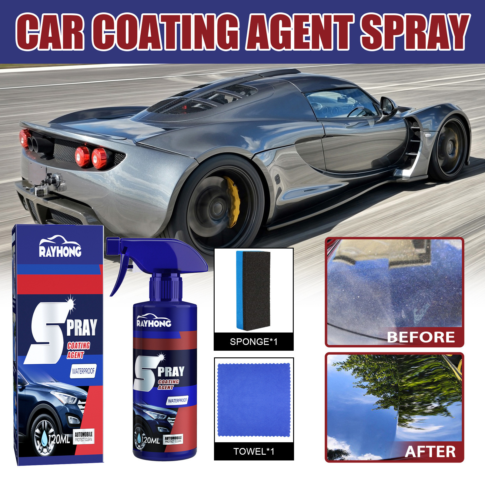 Hot Sale Rayhong Spray Coating Agent Automobile Coating Waterproof Spray Decontamination Brightening Car Care