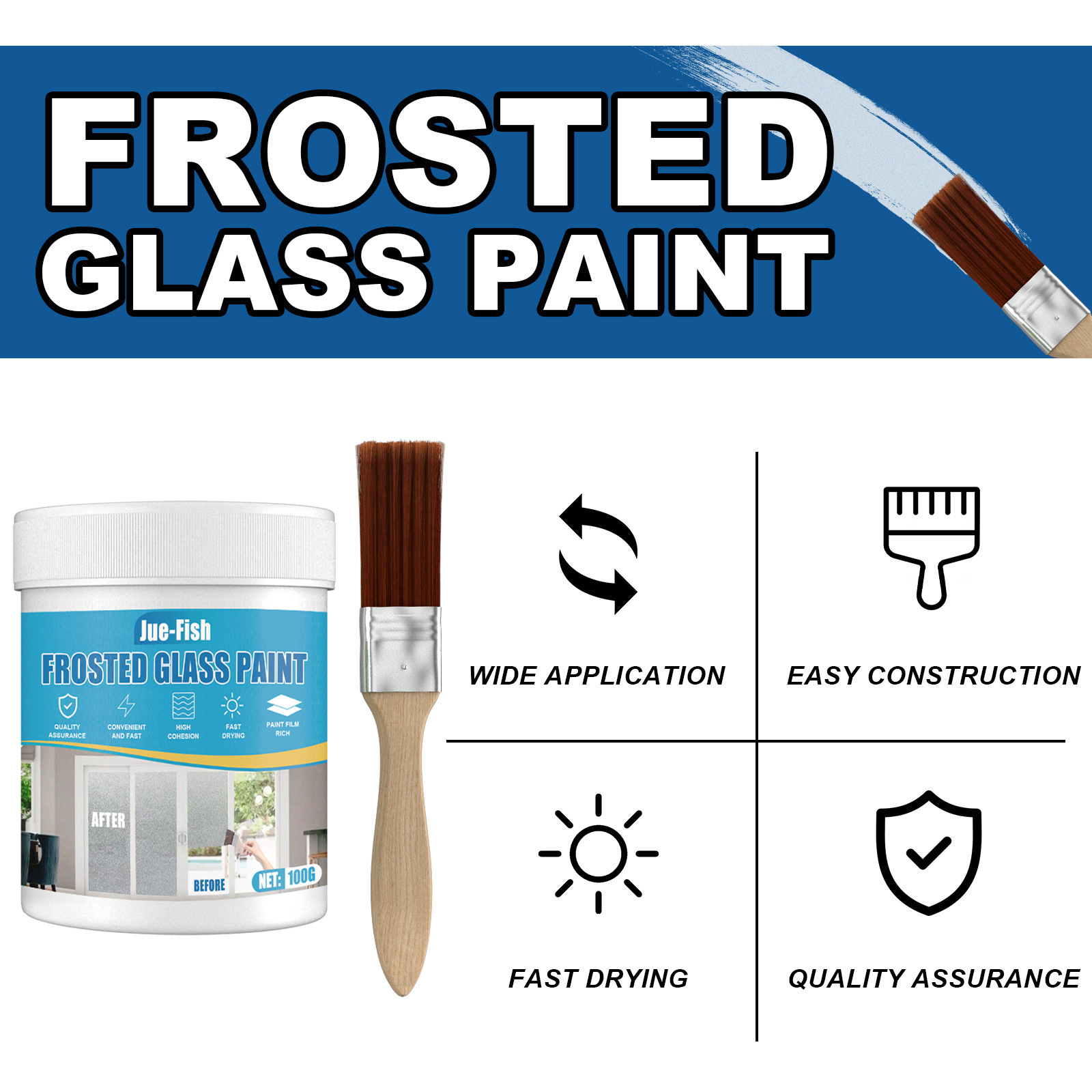 Hot selling Jue-Fish protective frosted glass paint door and window shading waterproof mist glass paint