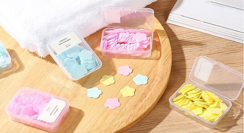 Wholesale flower petal pedicure Melting Bath Soap Flower Paper Soap Flakes Natural Fragrance Mini Disposable Paper Soap Sheets