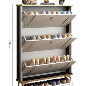 Living room furniture shoe rack cabinet with 3 Flip-Drawers for High Heels