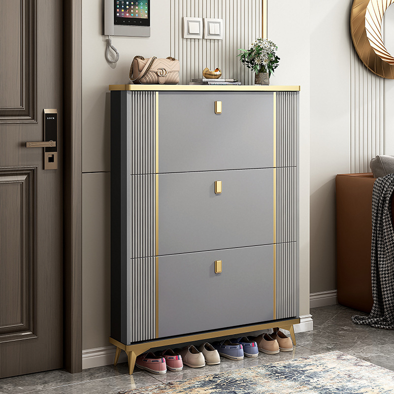 Living room furniture shoe rack cabinet with 3 Flip-Drawers for High Heels