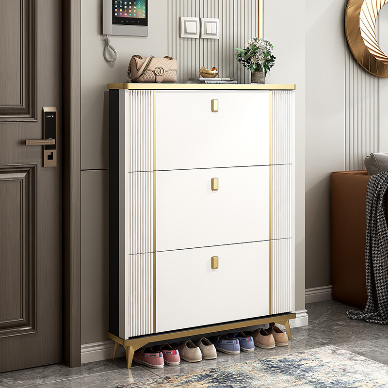 Living room furniture shoe rack cabinet with 3 Flip-Drawers for High Heels