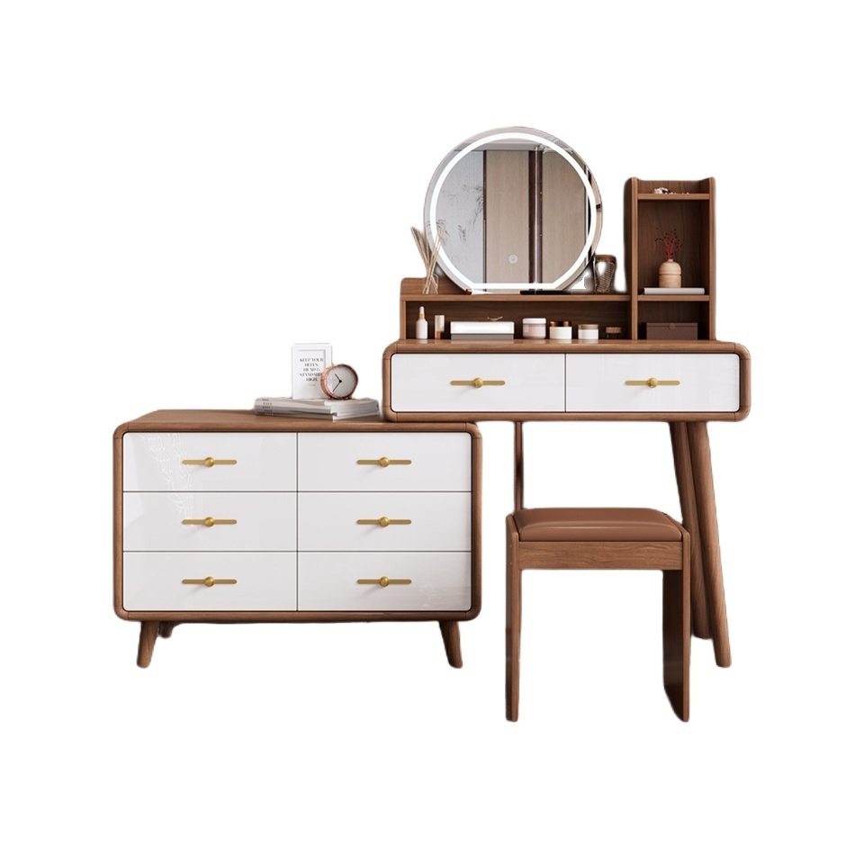 Living room furniture Nordic style wooden solid wood dressing table white with storage drawers