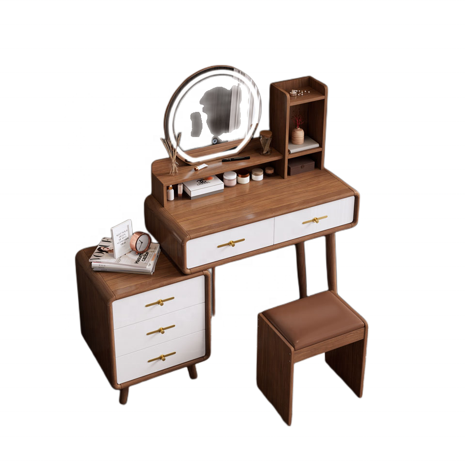 Living room furniture Nordic style wooden solid wood dressing table white with storage drawers