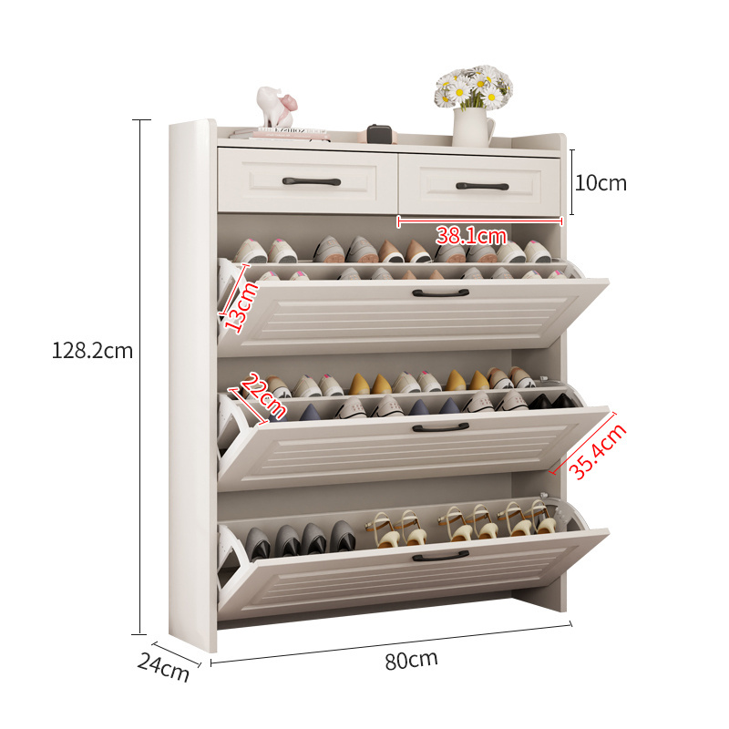 Wooden Shoes Rack cabinet white customized height 128.1cm Shoe Storage Organizer Shoes Cabinet for entryway narrow