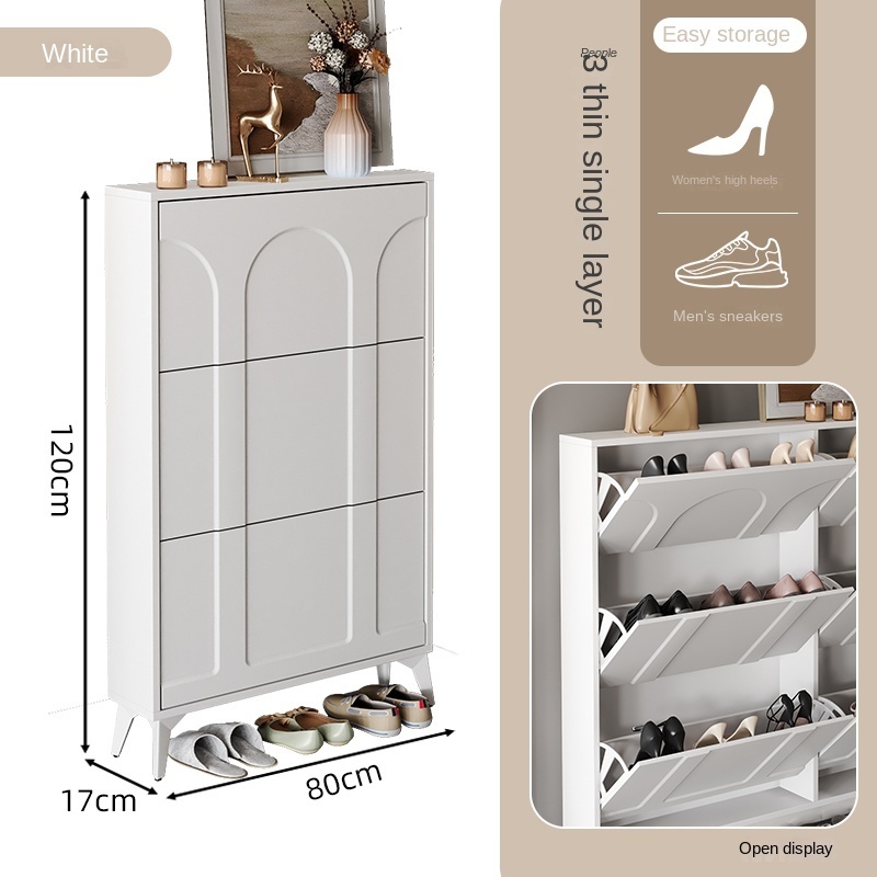 traditional style slim white classy vintage shoe cabinets hinge door shoe drawer wood shoe rack