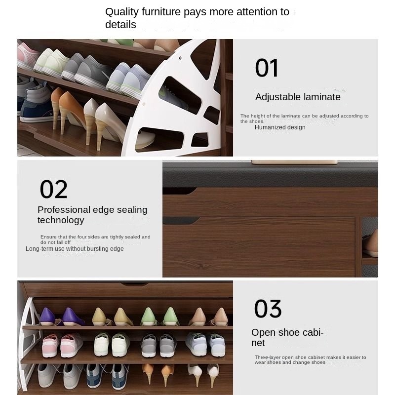 modern wooden Quality assurance shoe rack storage cabinet tipping 3 tier shoe storage bench with storage