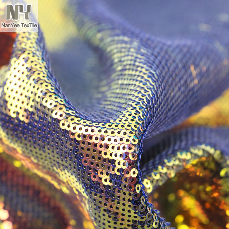 Nanyee Textile High Density 3mm Color Changing Embroidered Sequin Shoes Fabric For Boots