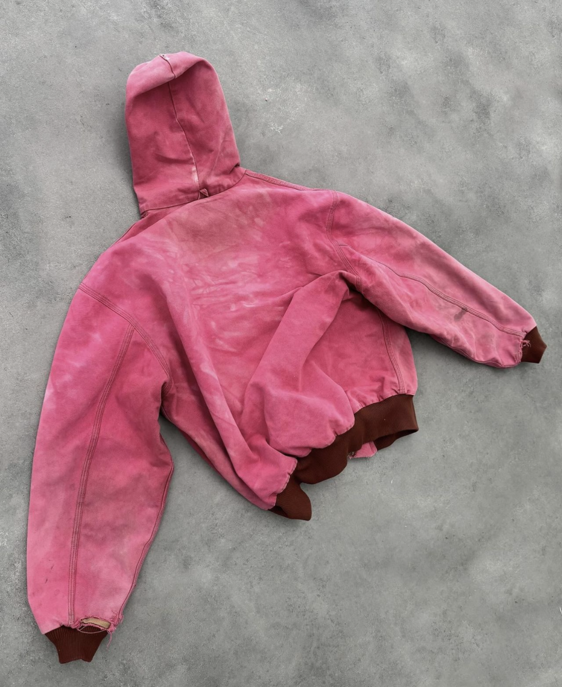 Custom logo boxy fit hooded heavy vintage 100% cotton waxed dyed pink acid wash jacket faded working duck canvas jacket men