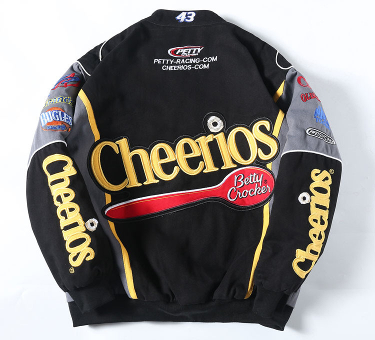 Wholesale oem cotton  motorcycle jacket custom embroidery logo patch all over vintage nascar race jacket men