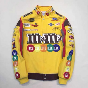 Wholesale embroidered logo heavy weight motorcycle riding bomber jacket oversized vintage nascar racing jacket