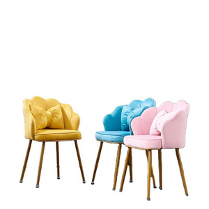 Customizable Modern Color Velvet Chair With Circle And Gold Legs Upholstered Metal Dining Chairs