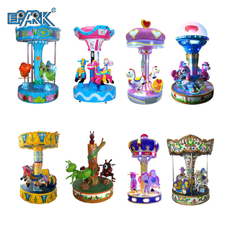 Indoor Amusement Park 3 Player Kids Horse Swing Ride Mini Carousel Kiddie Rides Game Machine