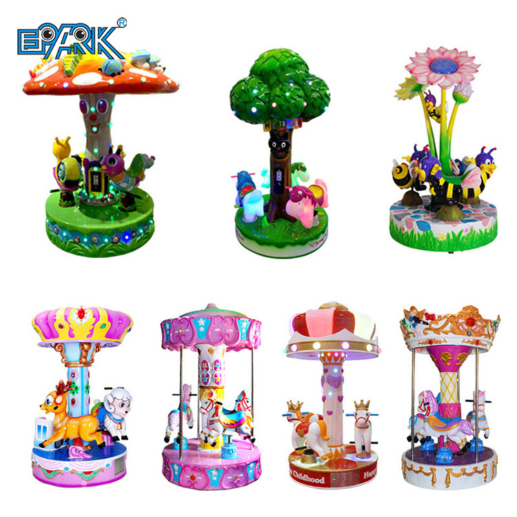 Indoor Amusement Park 3 Player Kids Horse Swing Ride Mini Carousel Kiddie Rides Game Machine