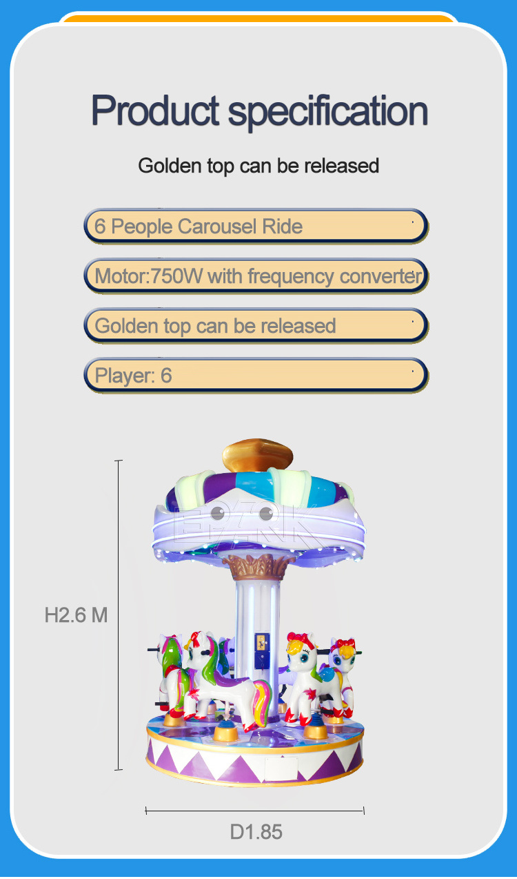 Indoor Fairground Carousel Coin Operated Kiddie Rides Mechanical Horse Ride Merry Go Round For Sales