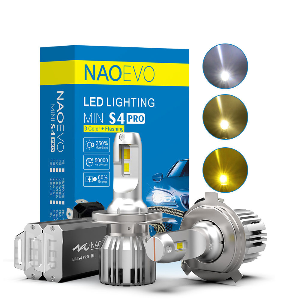 NAO S4 PRO Car Lamp 360 12V Auto Light Kit Luz Focos Luces Vehicle Headlamp Canbus 9005 9006 H11 H7 H4 Led Headlight Bulb