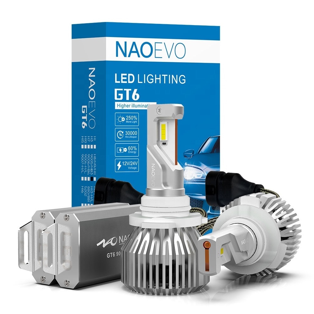 NAOEVO brand 12V/24V universal GT6 9005 led headlight bulbs 45W led lights for cars decoding H7 H11 H4 led