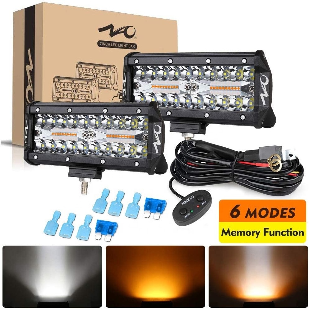 NAO 7Inch 6 Flicker Modes 12V 24V 4X4 Accessories Off Road Car Suv Trucks Motorcycle Led Work Light Auto Lamp Led Light Bar