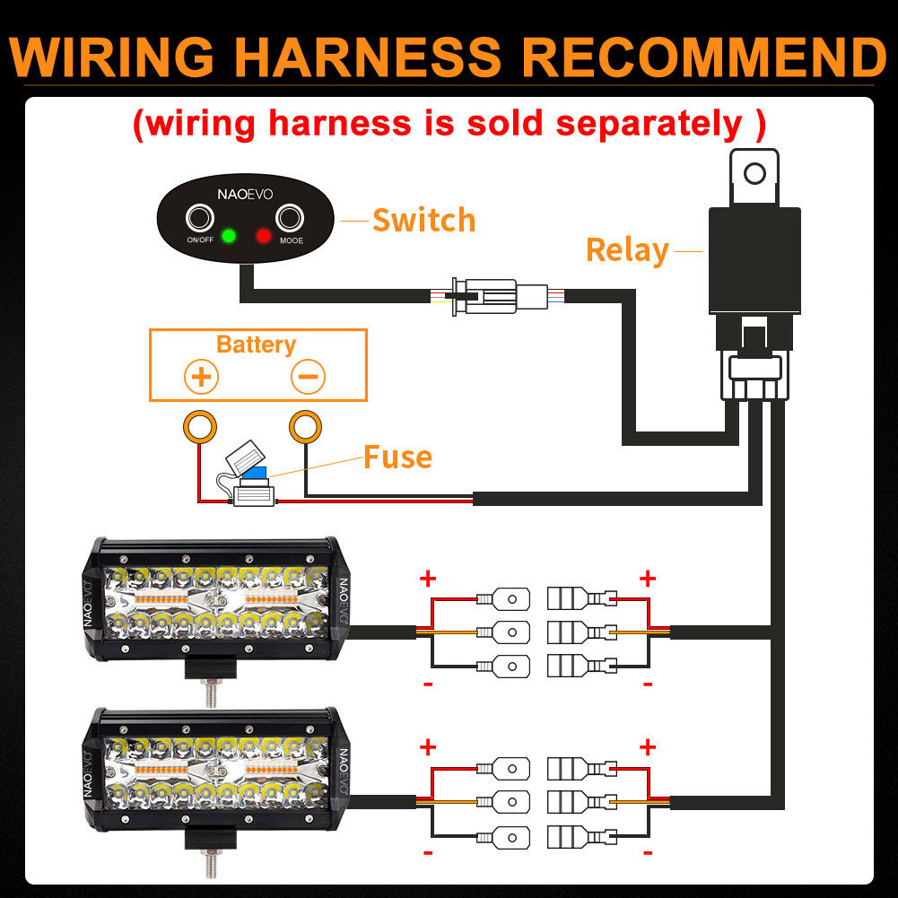 NAO 7Inch 6 Flicker Modes 12V 24V 4X4 Accessories Off Road Car Suv Trucks Motorcycle Led Work Light Auto Lamp Led Light Bar